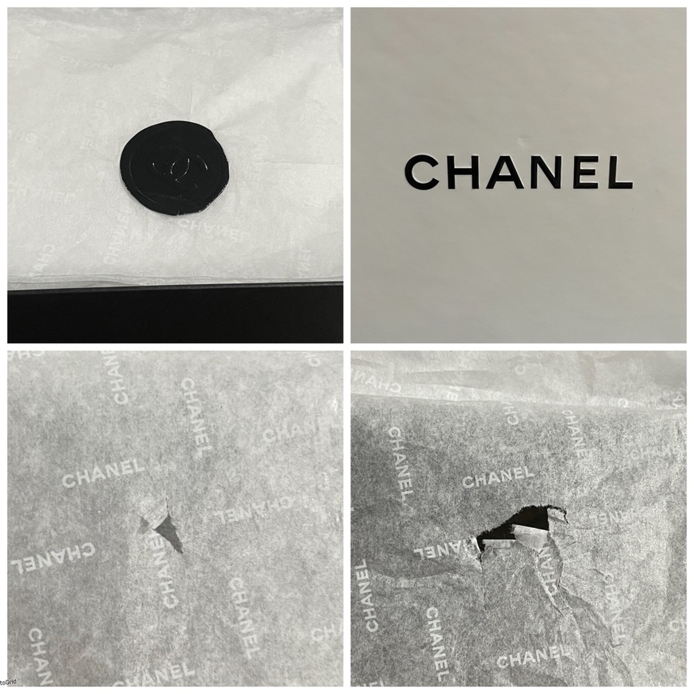 CHANEL White Black Box with Stuffing & Wrapping Paper - Picture 7 of 9
